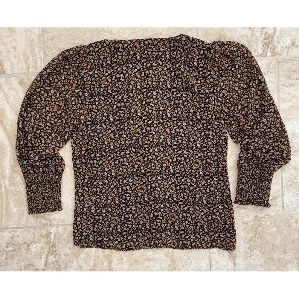 Madewell (Re)sourced Georgette Smocked-Cuff‎ Button-Front Shirt Paisley Sz 00